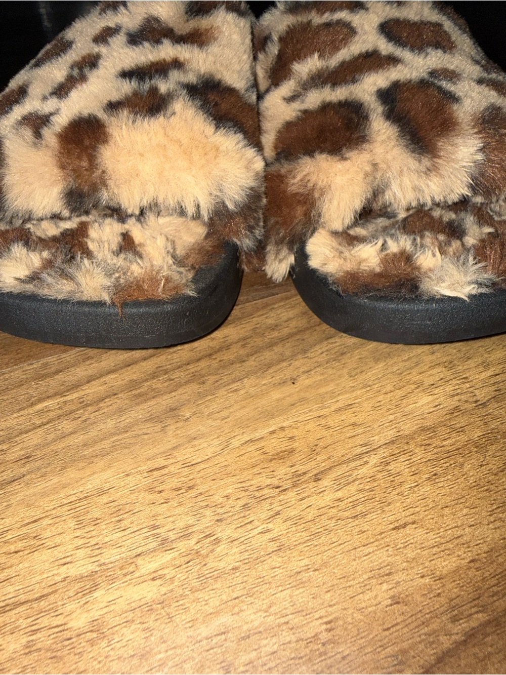 Steve Madden Leopard Print Faux Fur Slide Sandals - Brown Tan Black - Picture 8 of 10